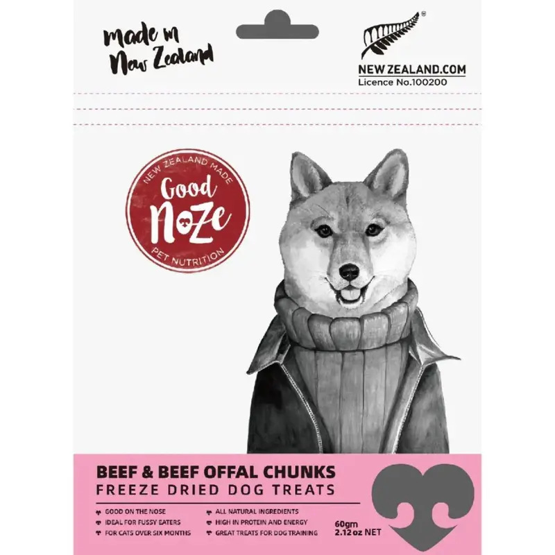 Good Noze Freeze Dried Dog Treats (Beef & Beef Offal Chunks)