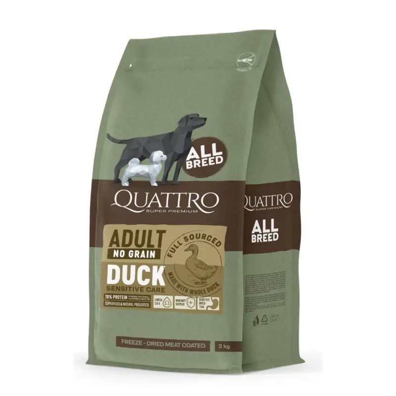 Quattro All Breed No Grain Dry Dog Food (Adult Duck)