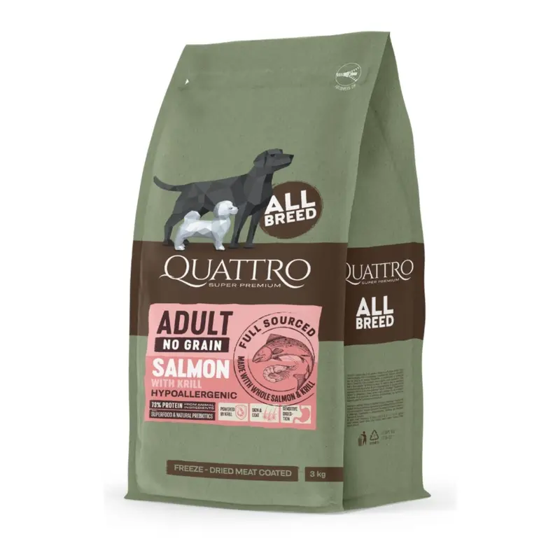 Quattro All Breed No Grain Dry Dog Food (Adult Salmon)