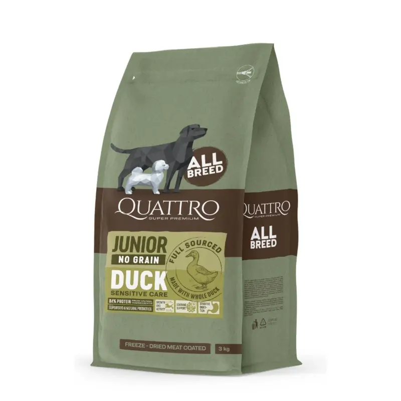 Quattro All Breed No Grain Dry Dog Food (Junior Duck)