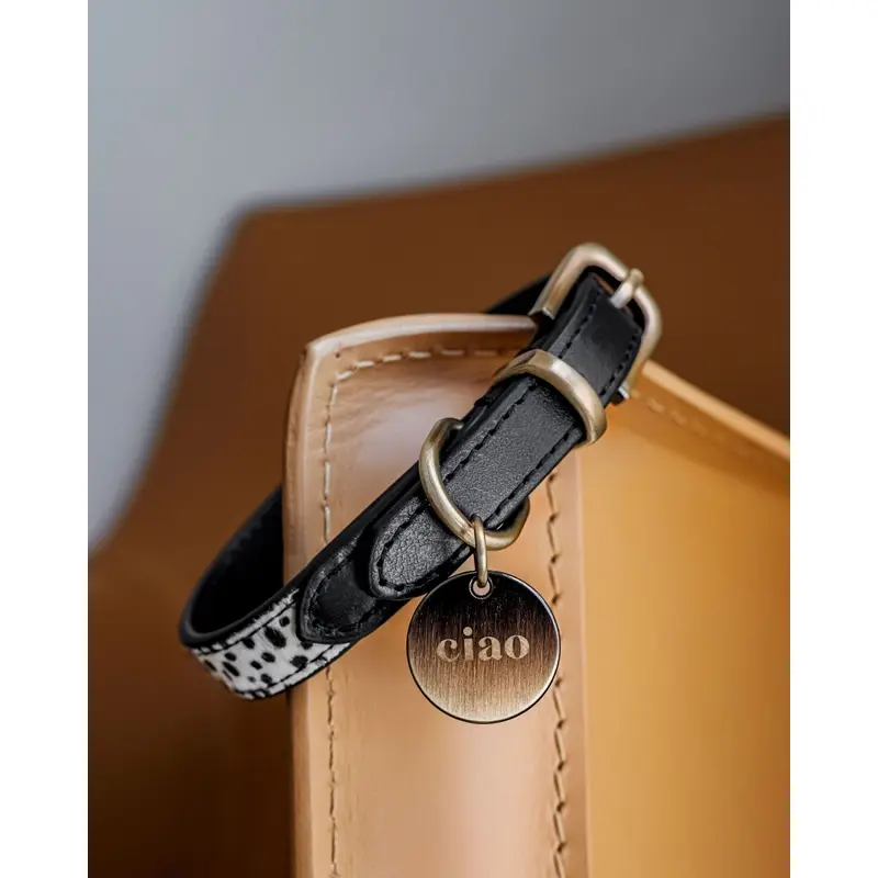 Wylde Black Spotted Pony Fur Dog Collar