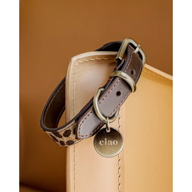 Wylde Brown Spotted Pony Fur Dog Collar