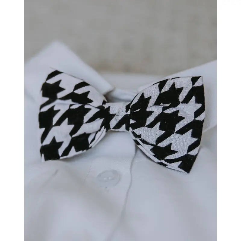 Watson Black + White Houndstooth Bow Tie