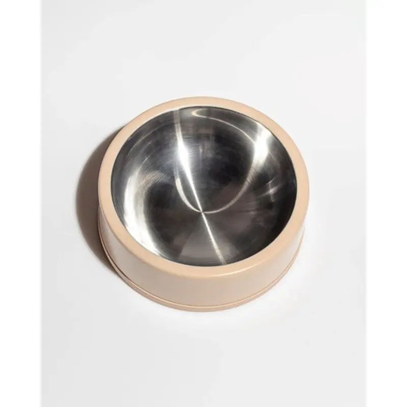 Wild One Tan Metal Dog Bowl