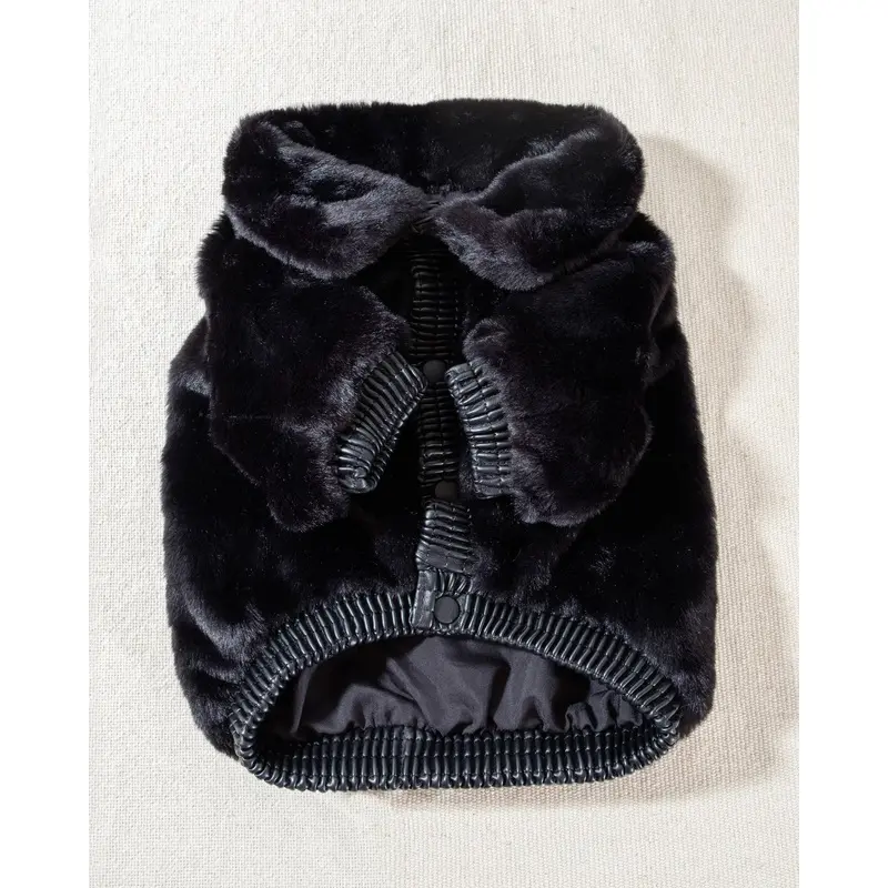 Broadway Black Faux Fur Dog Jacket