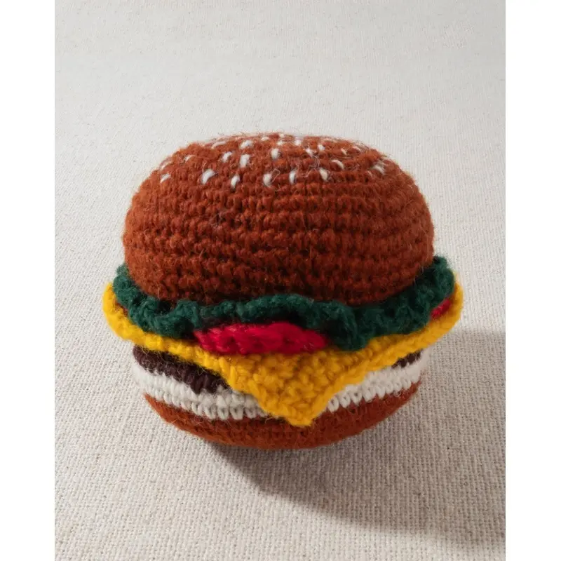 Total Snack Crochet Hamburger Dog Toy