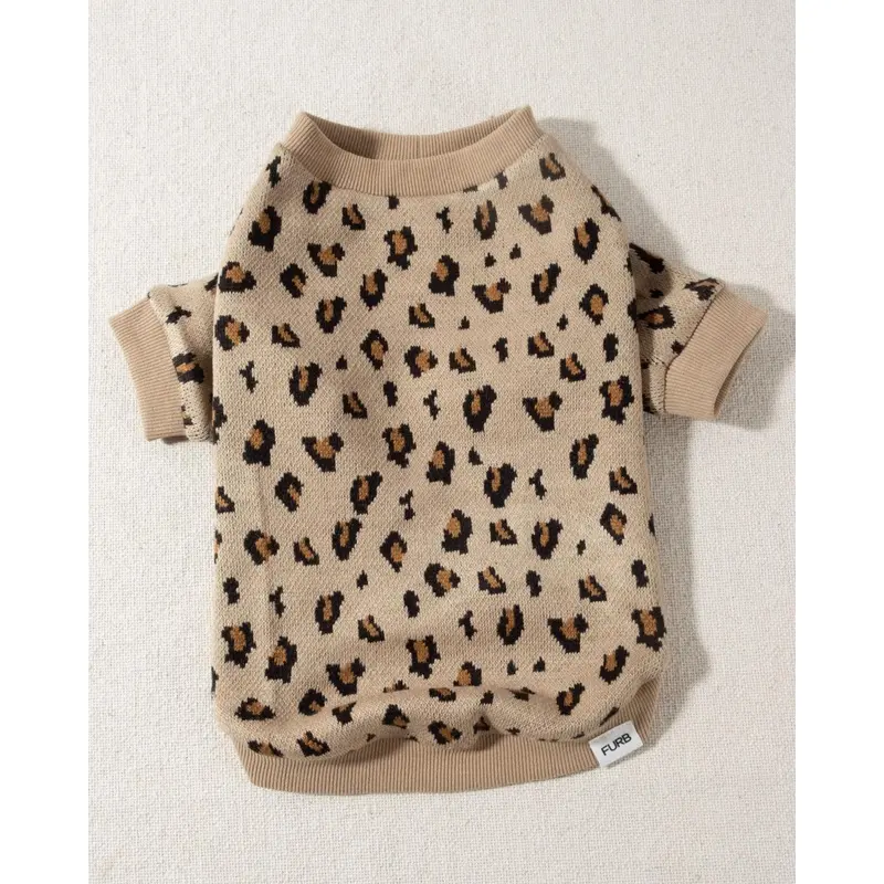 Wild Child Tan Leopard Print Dog Sweatshirt