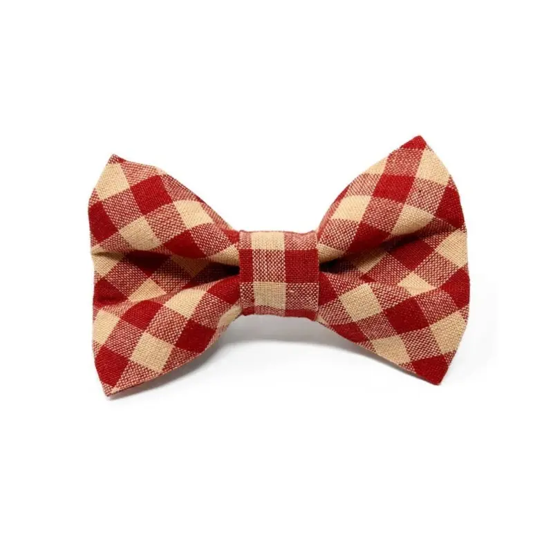 Take a Bow Red + Tan Check Bow Tie