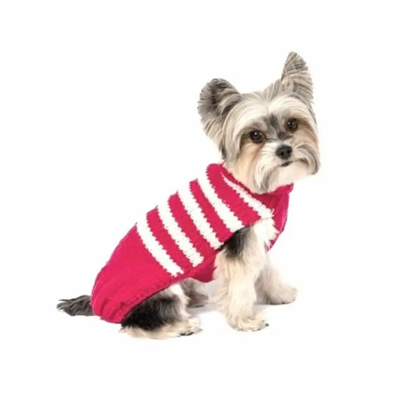 Between the Lines Berry Pink Alpaca Stripe Dog Sweater