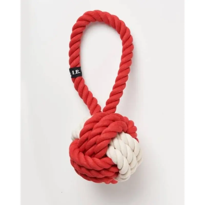 All Tied Up Red + White Rope Toy