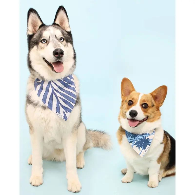 St. Barts Reversible Blue Palm Cotton Bandana