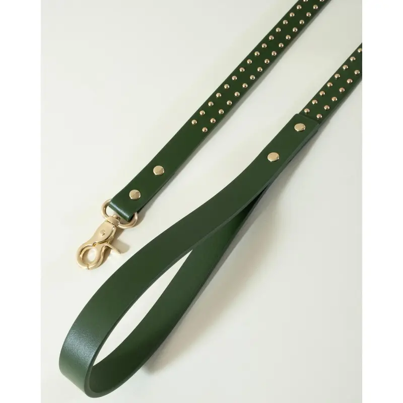 What a Stud Olive Leather Dog Leash