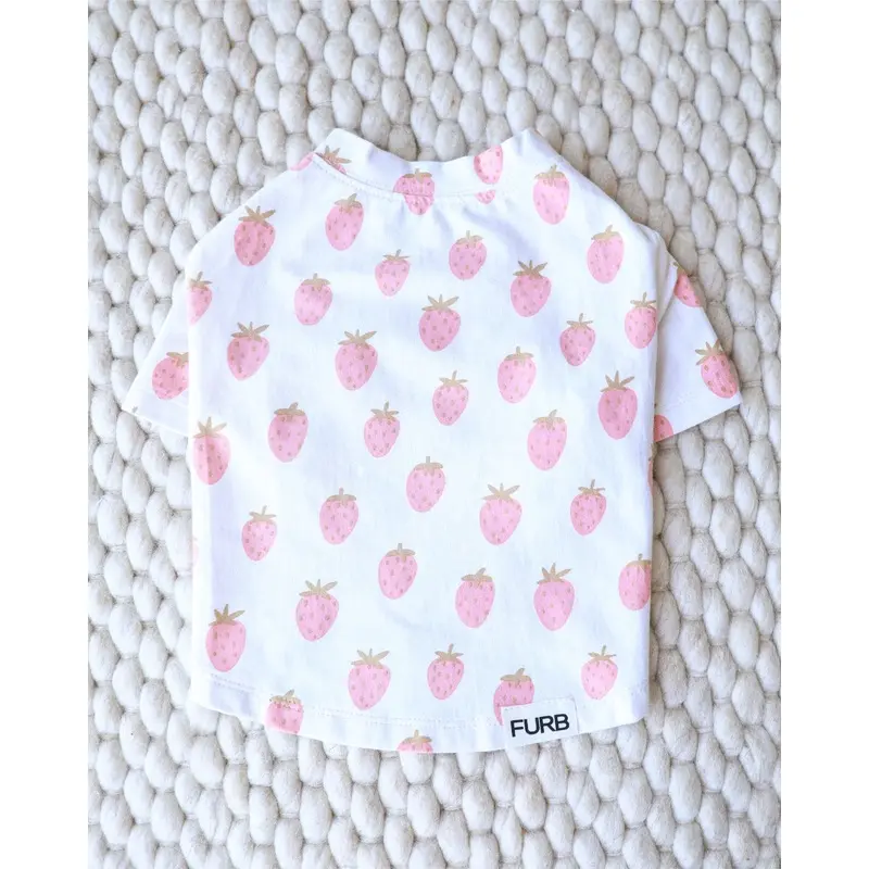 Stay Sweet Strawberry Print Dog T-Shirt