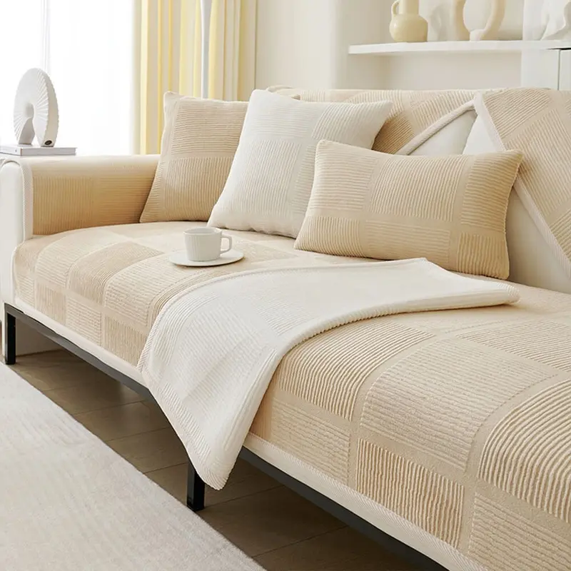Classic Striped Square Plush Couch Cover