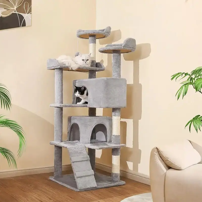 Sturdy Plush Multi-Level Cat Tree Tower with Cozy Condos & Scratching Posts