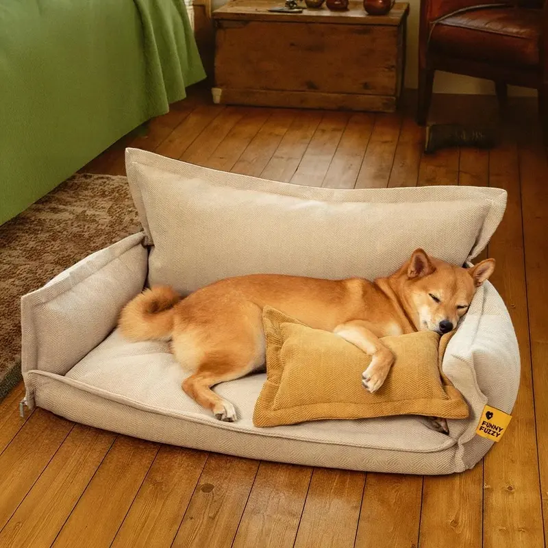 All-Season Chenille Dual-layer Removable Sponge Orthopedic Dog Bed With Pillow