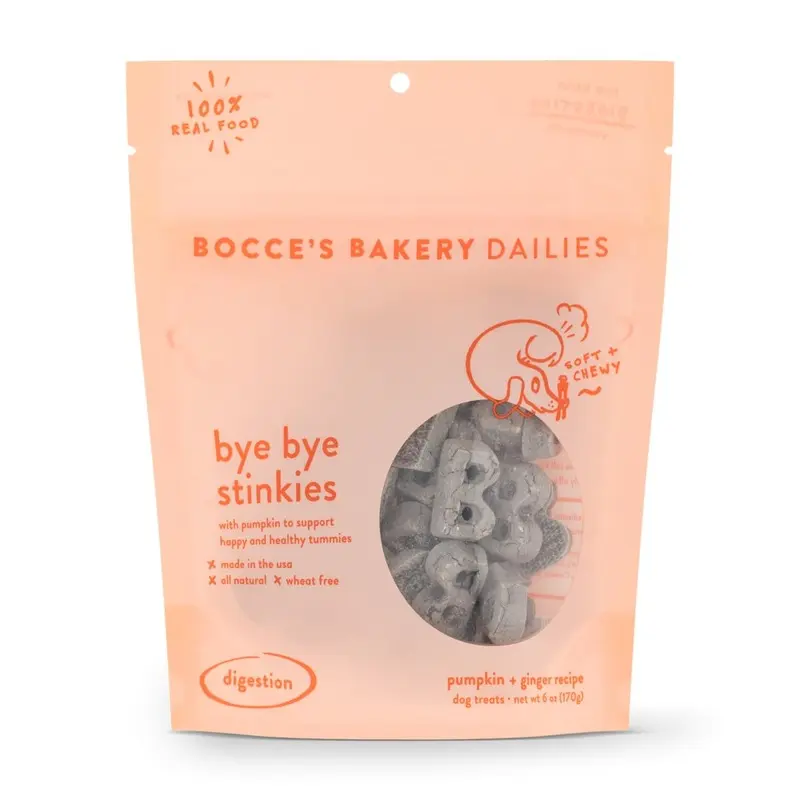Bocce's Bakery Dailies Bye Bye Stinkies Pumpkin + Ginger Recipe Dog Treats