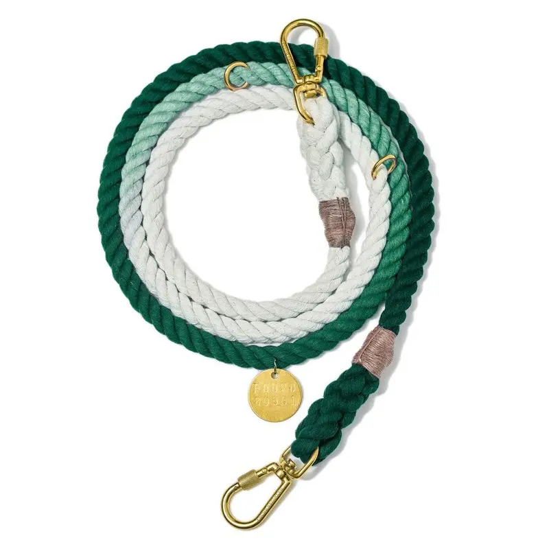 Teal Ombre Cotton Rope Dog Leash, Adjustable - Found My Animal