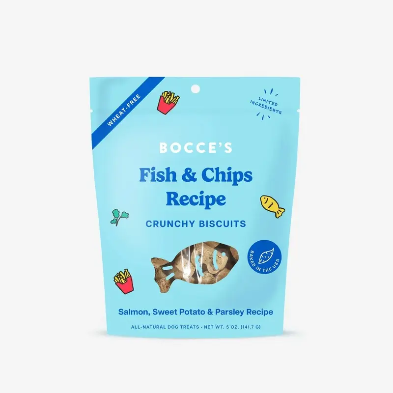 Bocce's Bakery Fish & Chips Biscuits Crunchy Dog Treats