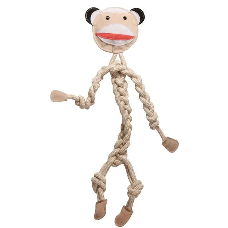 HuggleGroup - Stuey Sock Monkey Natural Rope Knottie, L (9mm d.) Dog Toy