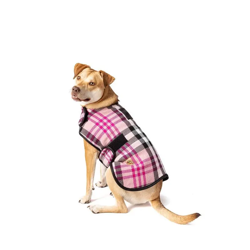 Chilly Dog Dog Blanket Coat Pink Plaid