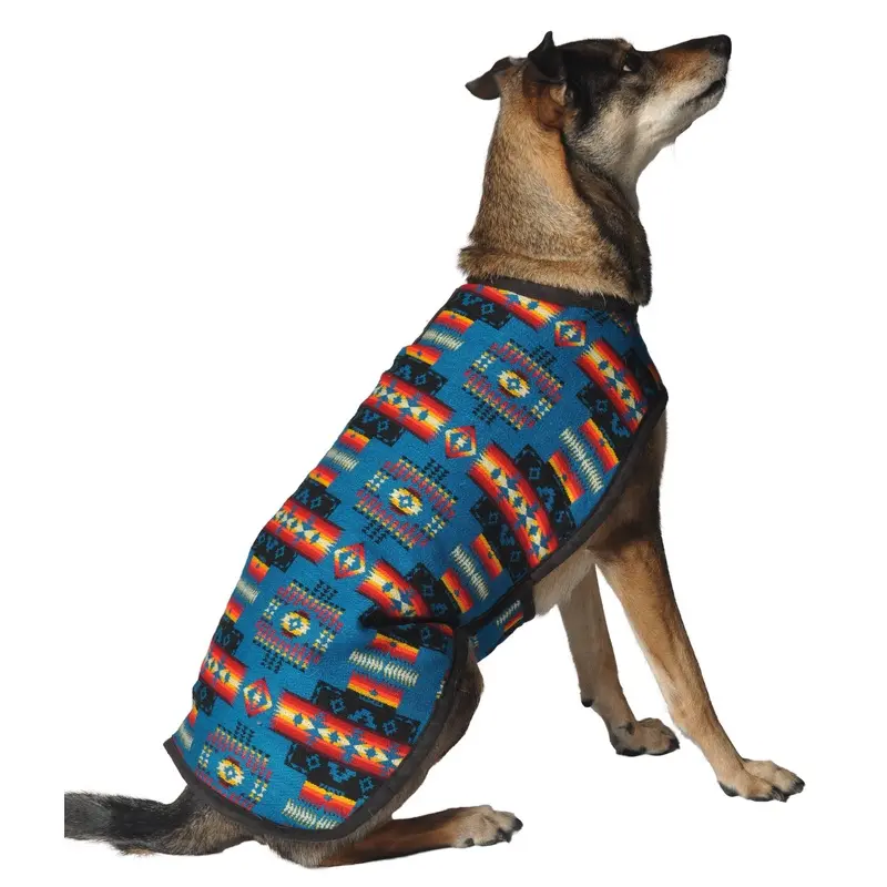 Chilly Dog Dog Blanket Coat Turquoise Southwest