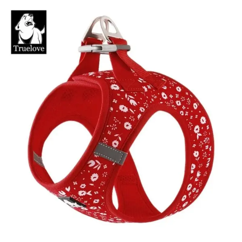 TrueLove Floral Print Mesh Dog Harness TLH3016- Poinsettia
