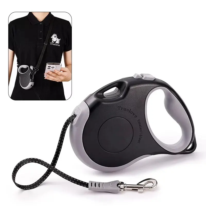 TrueLove Retractable Dog Leash TLL5001 - Suitable for Medium and Small Dogs -  Black/Gray