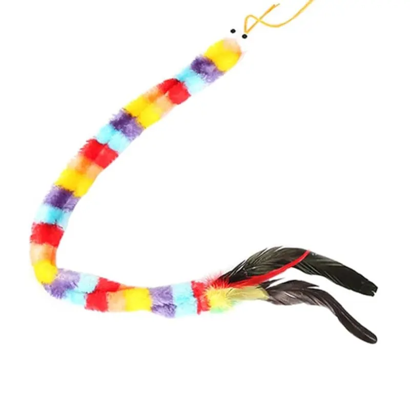 Stripey Fleece with Feathers Wand Attachment Cat Toy