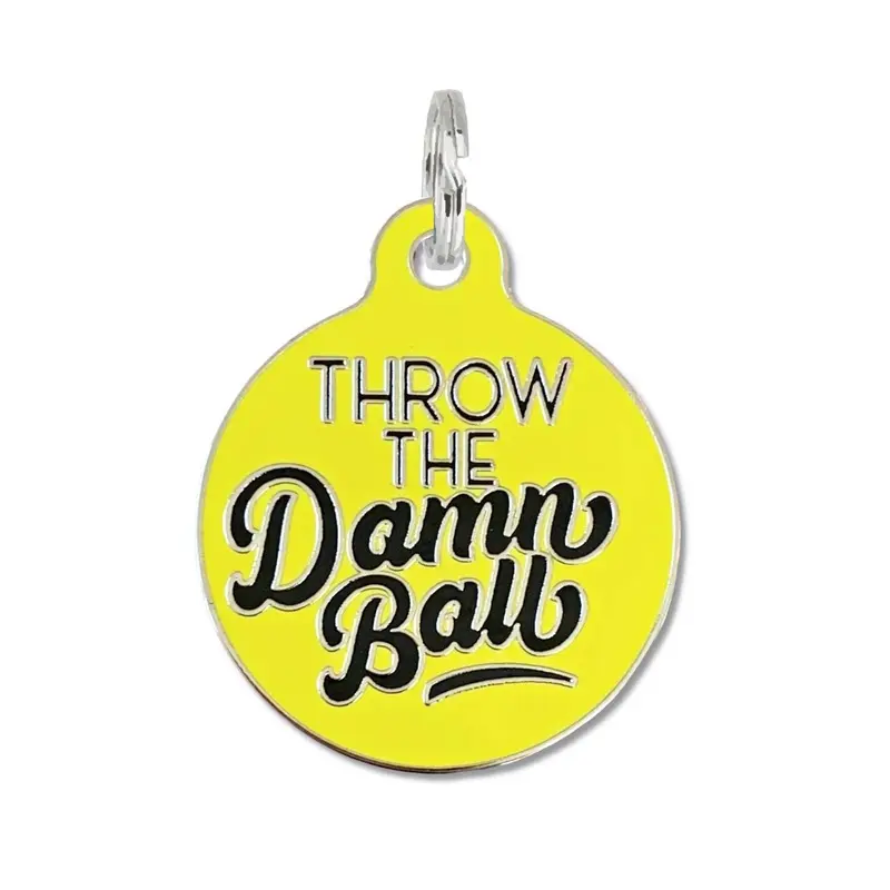 Throw the Damn Ball- Bad Tags - Dog ID Tag Personalized  -