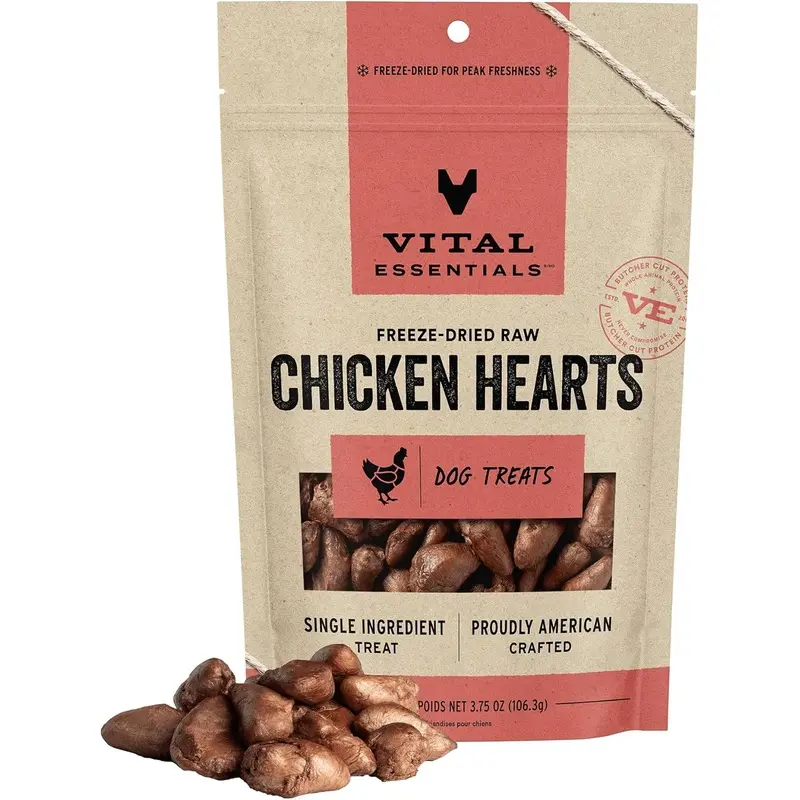 Vital Essential Freeze Dried Treat  - Chicken Heart : 3.75 oz