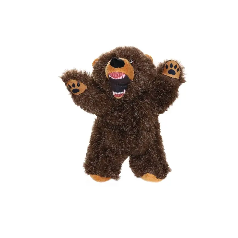 Tuffy Dog Toys - VIP Products - Mighty Jr Angry Animals Bear, Plush, Squeaky Dog Toy