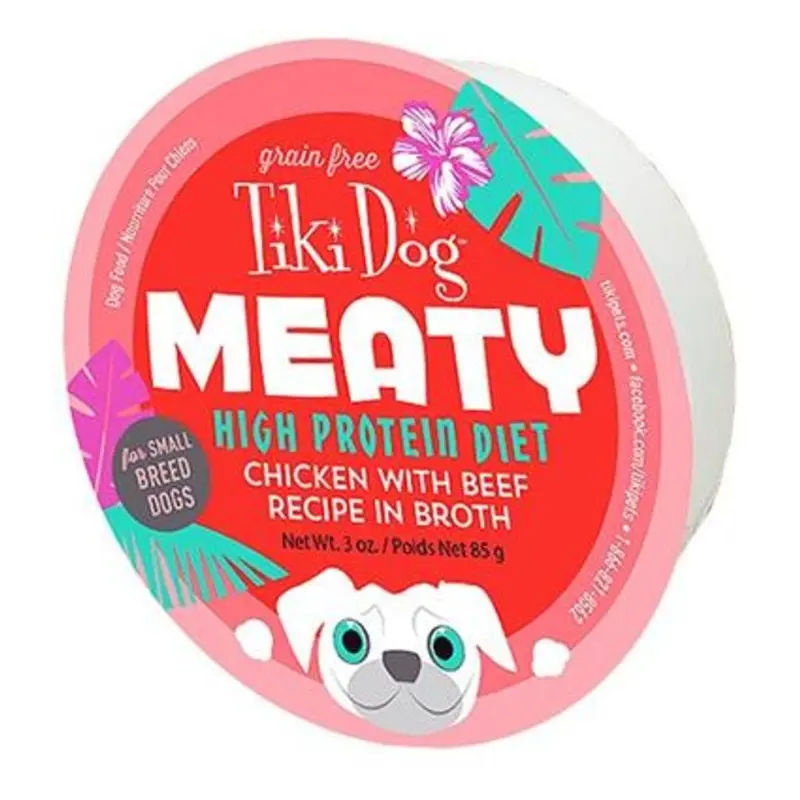 Tiki Pet Meaty Dog Food-Chicken Beef : 3 oz