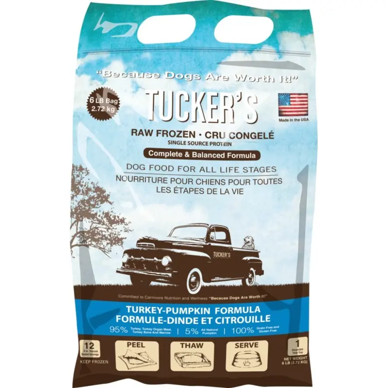Tuckers Frozen Raw Dog Food Grain Free -Turkey Pumpkin : 6 lb