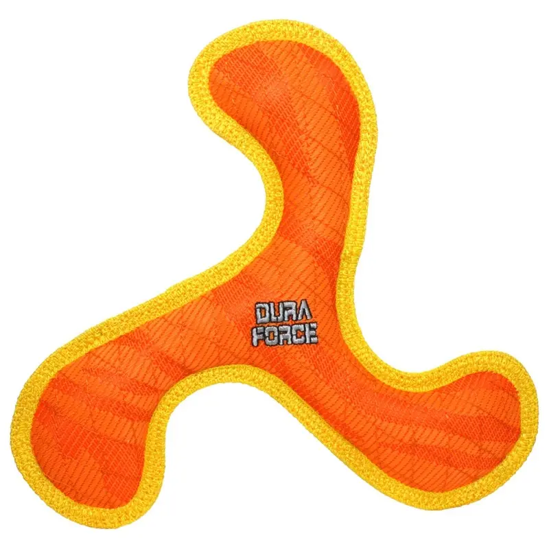 DuraForce Boomerang Tiger - Orange, Durable, Squeaky Dog Toy