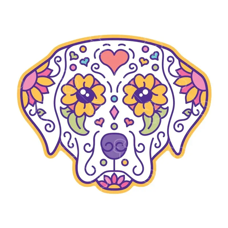 Sticker Pack Sticker-Sugar Skull Dog : LRG