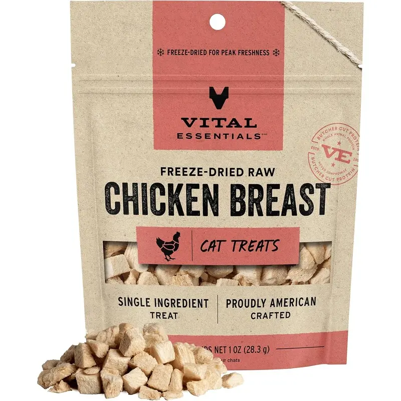 Vital Essentials Freeze Dried Raw Single Ingredient Cat Treats, Chicken Breast