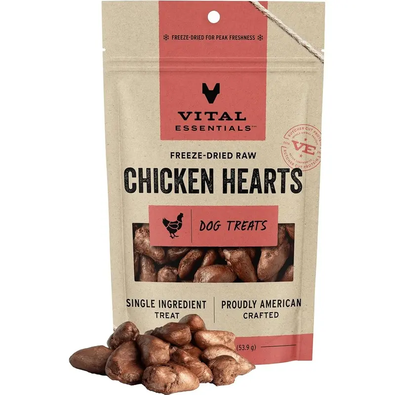 Vital Essentials Freeze Dried Treats-Chicken Hearts : 1.9 oz