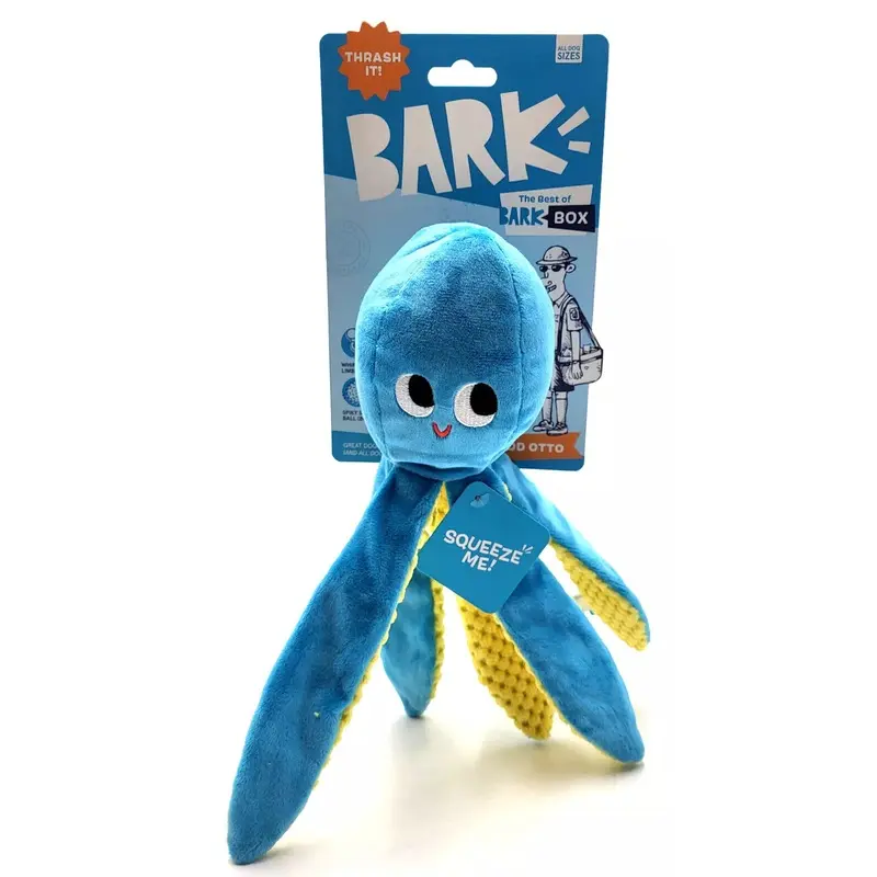 BarkBox Odd Otto Octopus Squeaky Spiky Ball Plush Crinkly Shake Dog Toy 11.5"