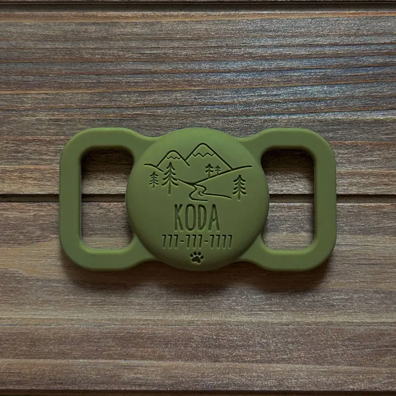 Besties Pets - Mountain Adventure Silicone Pet AirTag Holder - Personalized