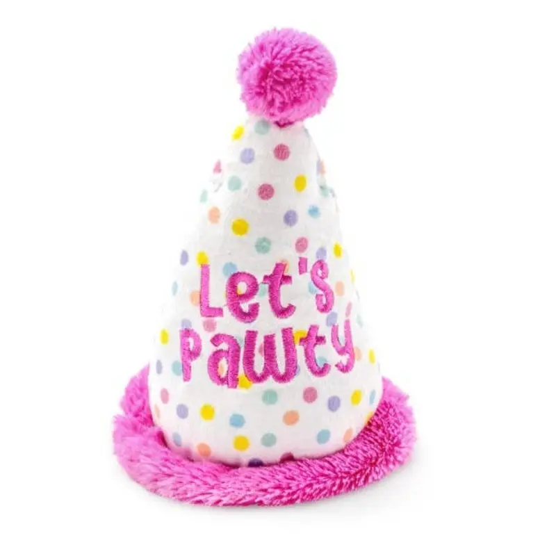 ThoozyPet Birthday Hat Pink Plush Dog Toy 7"