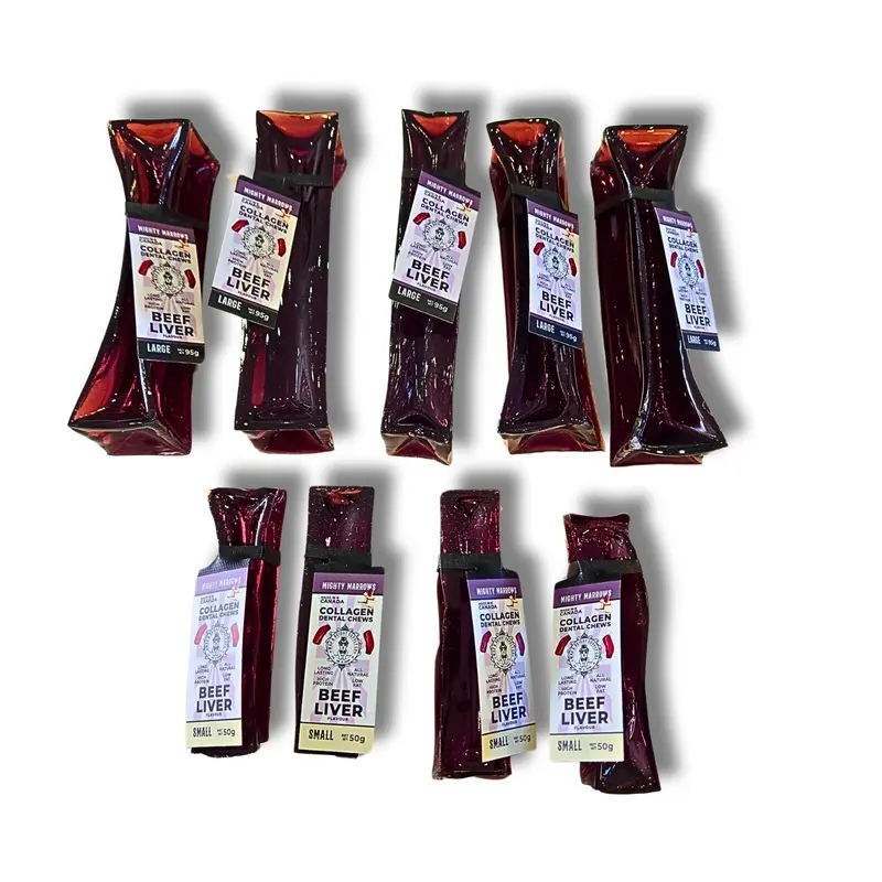 Mighty Marrows Collagen Dental Chew - Beef Liver - SM/LG