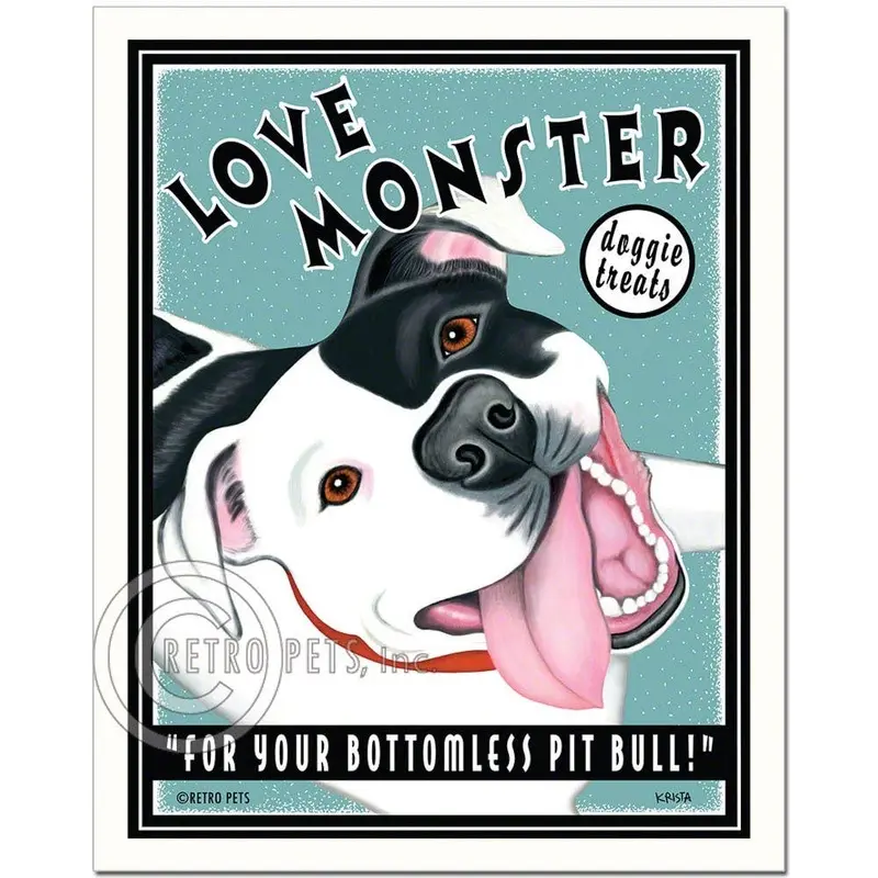 T-103  8x10 Print, Pitbull Terrier "Love Monster, B/W"