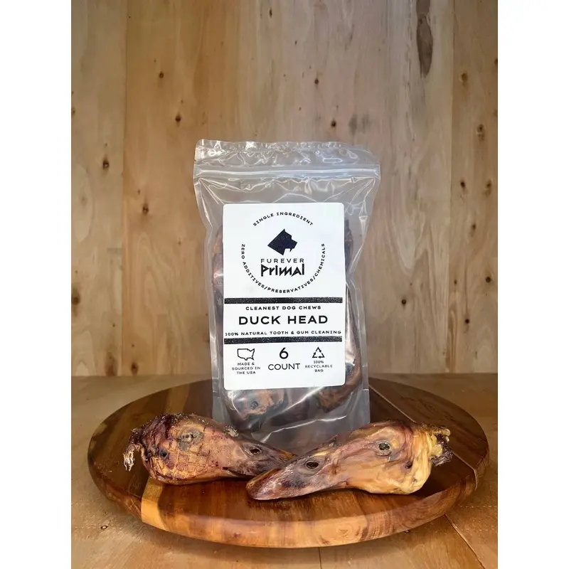 Furever Primal - Bagged Dog Chew: Duck Head - Natural Single Ingredient