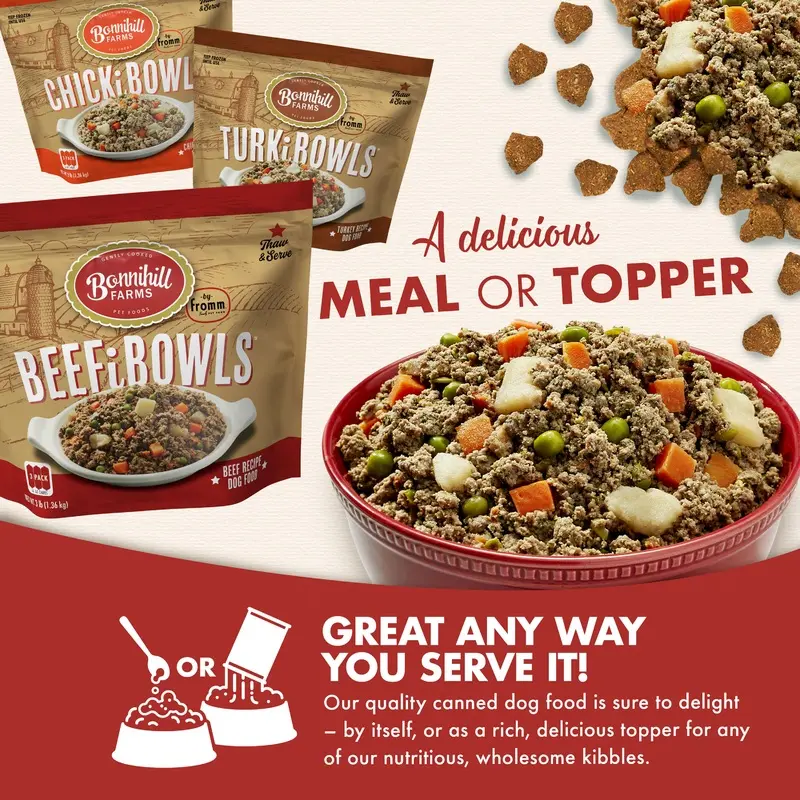 Fromm Frozen Cooked Bonnihill Farms Bowl - Meal or Topper - Chicken, Turkey or Beef