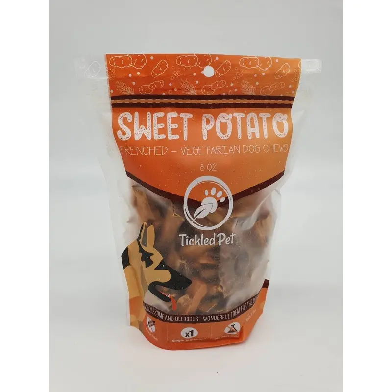 TickledPet - Sweet Potato Chews - Frenched 8 oz retail bag