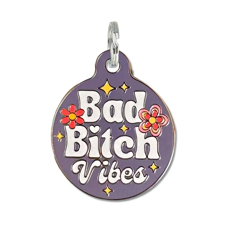 Bad Bitch Vibes - Personalized Dog ID Tag w/ Scannable Code -