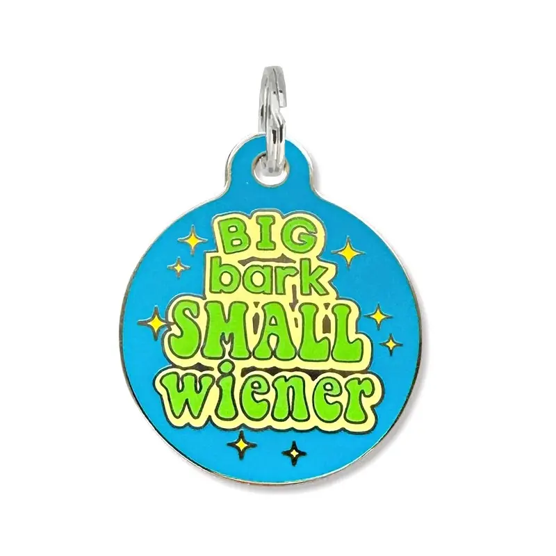 Big Bark Small Wiener - Funny Dog ID Tag Scannable QR Code -