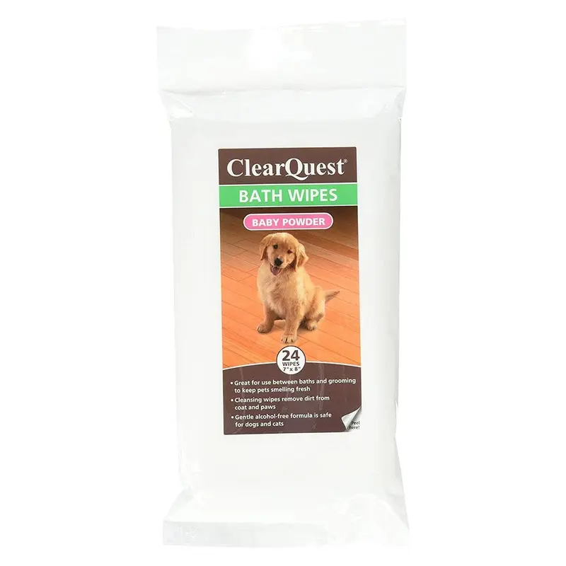 ClearQuest Pet Bath Wipes - Baby Powder 24 Pack