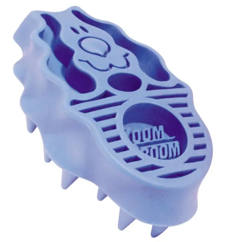 KONG Zoom Groom Natural Rubber Dog Grooming Brush Boysenberry Blue